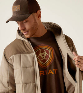 Men's Ariat Hooded Insulated Jacket - Major Brown/Brindle