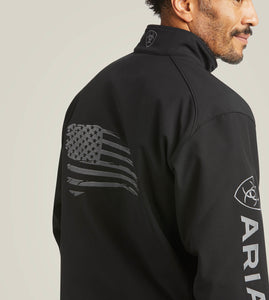 Men's Ariat 2.0 Patriot Softshell Water Resistant Jacket - Black (Featuring American Hat)