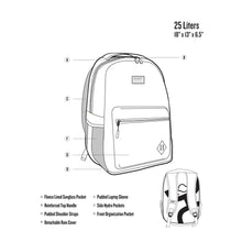 Load image into Gallery viewer, &quot;Recess&quot; Hooey Backpack Navy/White Aztec Pattern Body with Tan Pocket and Black Accents

