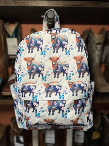 Small Western Backpack - Tie Dye Highland Cow Backpack