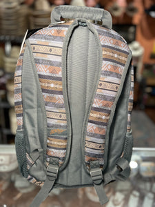 "Rockstar" Hooey Backpack Grey/Tan Stripe Pattern Body with Charcoal Accents