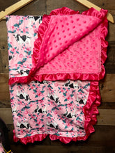 Load image into Gallery viewer, Western Baby Blanket &amp; Car Seat Cover Set - I Love Flowers &amp; Cows
