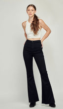 Load image into Gallery viewer, Slim High Rise Flare Jeans in Black
