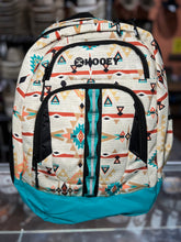 Load image into Gallery viewer, &quot;Ox&quot; Hooey Backpack, Cream/Pink Aztec Pattern Body with Turquoise/Black Accents
