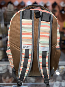 "Ox" Hooey Backpack, Cream/Tan Stripe Pattern Body with Tan Accents