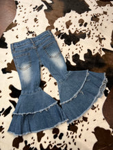Load image into Gallery viewer, Girls Western Denim Bell Bottom Jeans (Light Wash)
