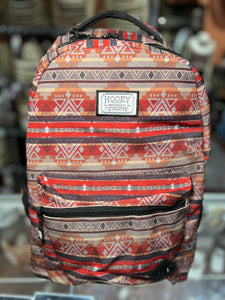 "Recess" Hooey Backpack Red/Tan/Black Pattern Body with Black/Tan Accents