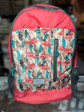 Load image into Gallery viewer, &quot;Rockstar&quot; Hooey Backpack, Cream/Rose/Turquoise Feather Aztec Pattern with Rose/Black Accents
