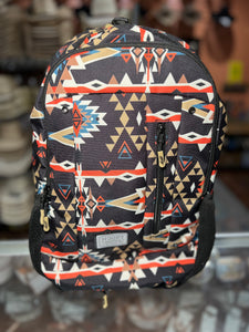 "Rockstar" Hooey Backpack Black/Orange Aztec Pattern Body with Black Accents