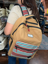 Load image into Gallery viewer, &quot;Recess&quot; Hooey Backpack Tan Body with Serape Pattern Pocket and Black Accents

