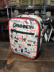 Hooey Lunch Box Red/Cream Rodeo Pattern with Red/Black Handle