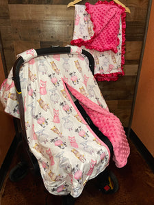 Western Baby Blanket & Car Seat Cover Set - Baby Farm Animals