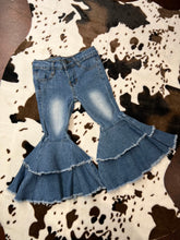 Load image into Gallery viewer, Girls Western Denim Bell Bottom Jeans (Light Wash)

