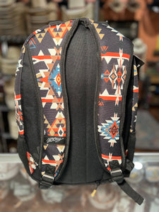 "Rockstar" Hooey Backpack Black/Orange Aztec Pattern Body with Black Accents