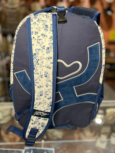 "Recess" Hooey Backpack White/Navy Floral Pattern Body with Black/White Accents