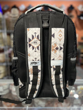 Load image into Gallery viewer, &quot;Ox&quot; Hooey Backpack, White/Cream Aztec Pattern Body with Black/Grey Accents

