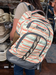 "Ox" Hooey Backpack, Cream/Tan Stripe Pattern Body with Tan Accents