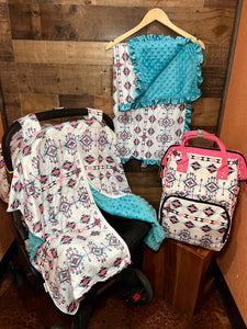 Western Baby Blanket & Car Seat Cover Set - All The Aztec Vibes