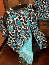 Load image into Gallery viewer, Western Baby Blanket &amp; Car Seat Cover Set - Cow Print on Concho
