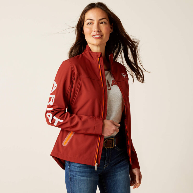 Women's Ariat New Team Softshell Print Jacket - Fired Brick