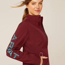 Load image into Gallery viewer, Women&#39;s Ariat New Team Softshell Print Jacket - Tawny Port/Baja
