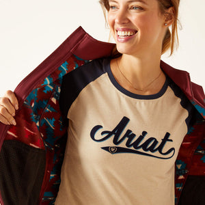 Women's Ariat New Team Softshell Print Jacket - Tawny Port/Baja