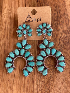 Turquoise Blossom Drop Down Earrings