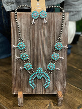 Load image into Gallery viewer, Navajo Necklace Set with Earrings in White/Bronze or Blue/Silver
