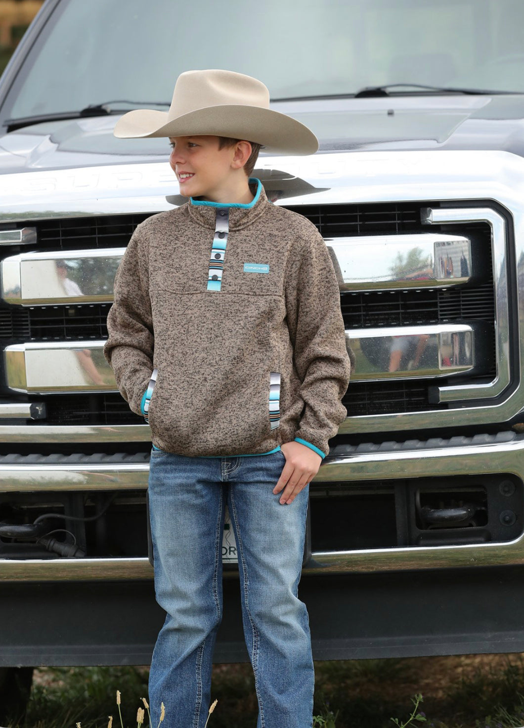 Cinch Boys Sweater Knit Pullover - Brown