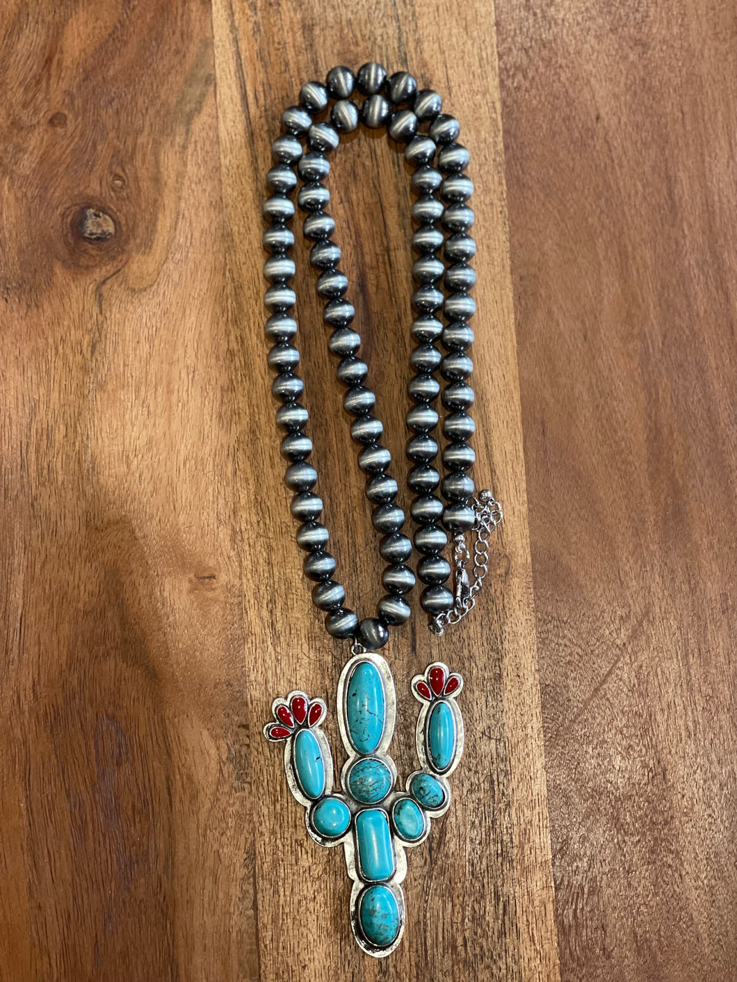 Women’s Western Turquoise Cactus Necklace