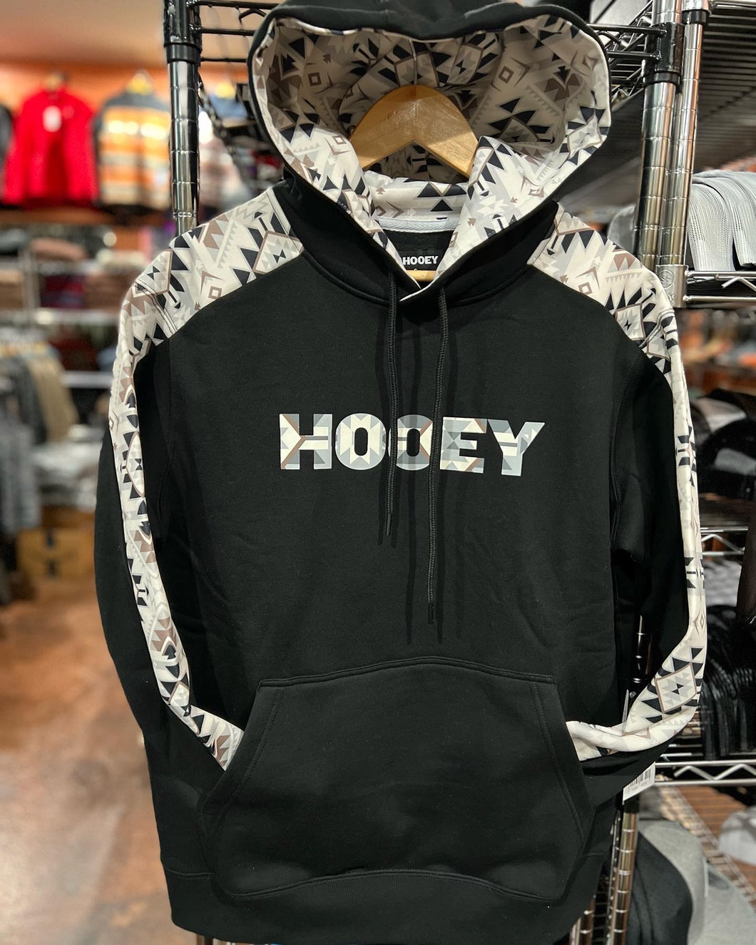 MEN'S Hooey - “Cayon” Black with White Pattern Tapping Hoody