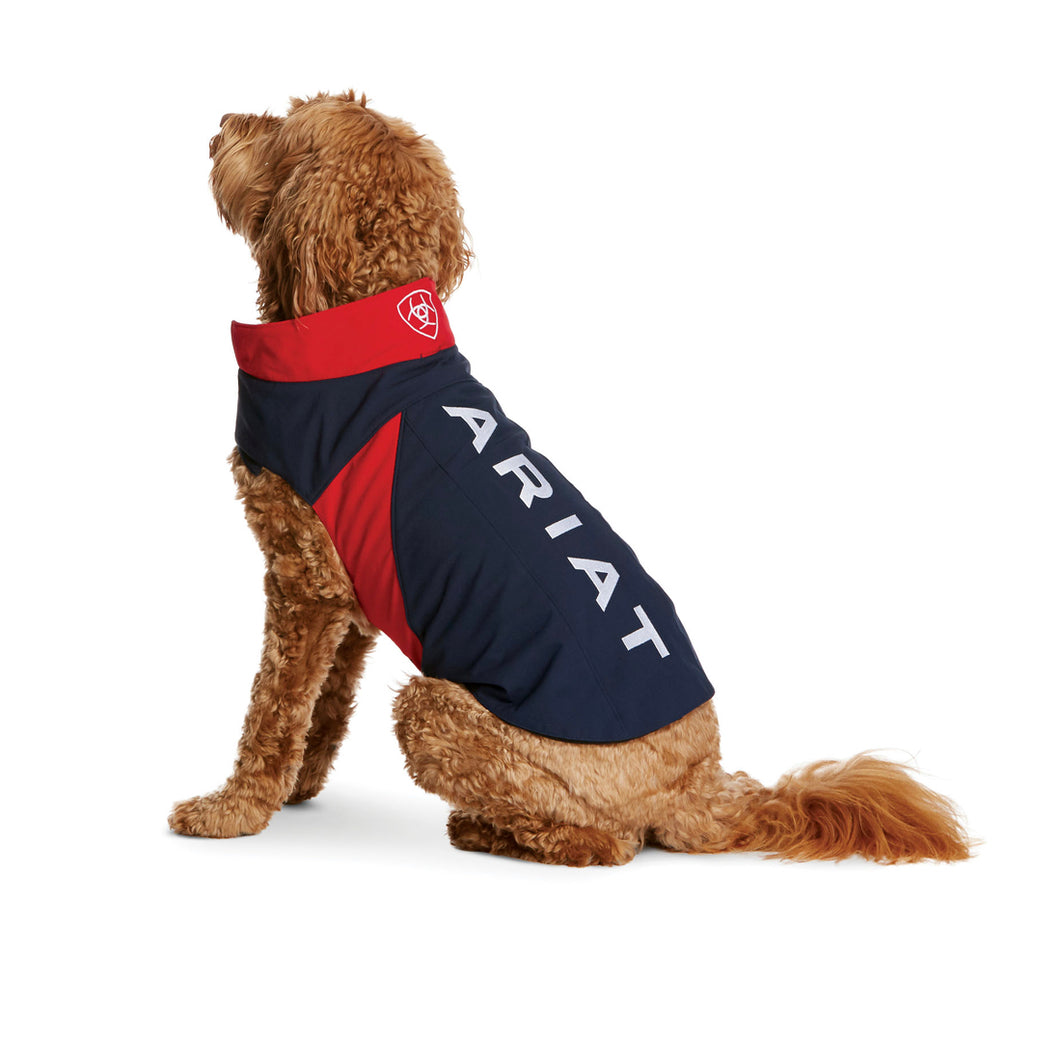 Team Softshell Dog Jacket Color: Navy/Red
